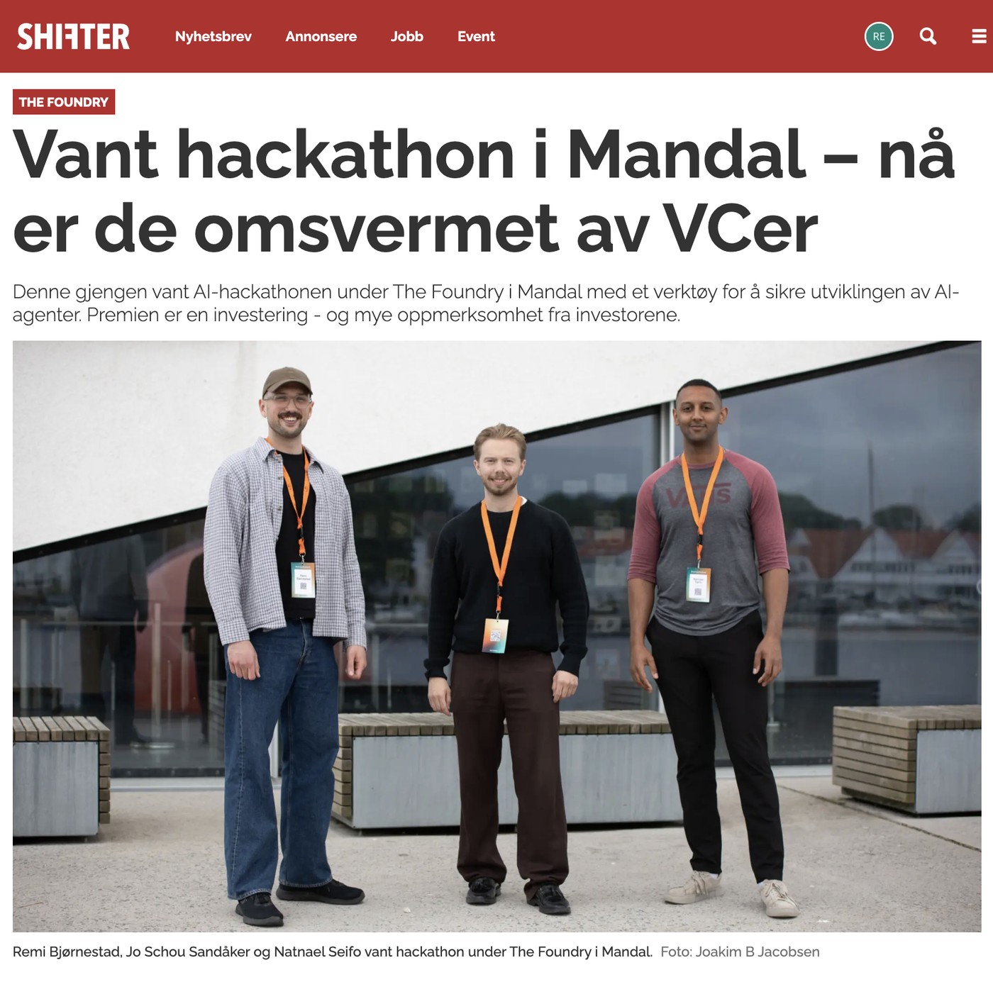 Shifter article about the Jenz founders winning the hackathon in Mandal